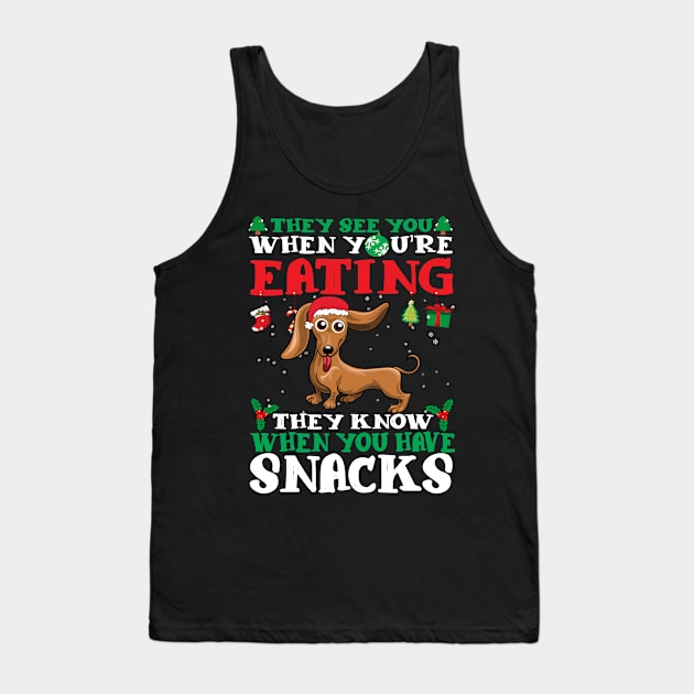 Christmas Dog Eating Snacks Tank Top by CyberpunkTees